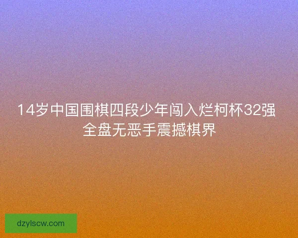14岁中国围棋四段少年闯入烂柯杯32强 全盘无恶手震撼棋界