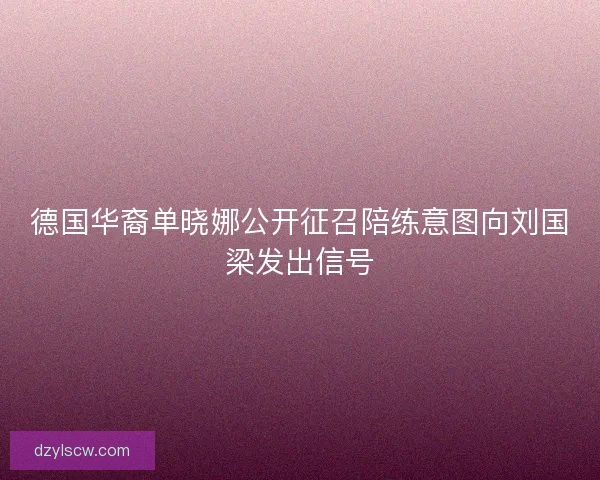 德国华裔单晓娜公开征召陪练意图向刘国梁发出信号