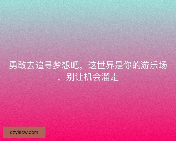 勇敢去追寻梦想吧，这世界是你的游乐场，别让机会溜走