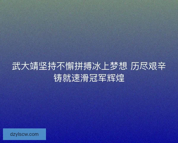 武大靖坚持不懈拼搏冰上梦想 历尽艰辛铸就速滑冠军辉煌